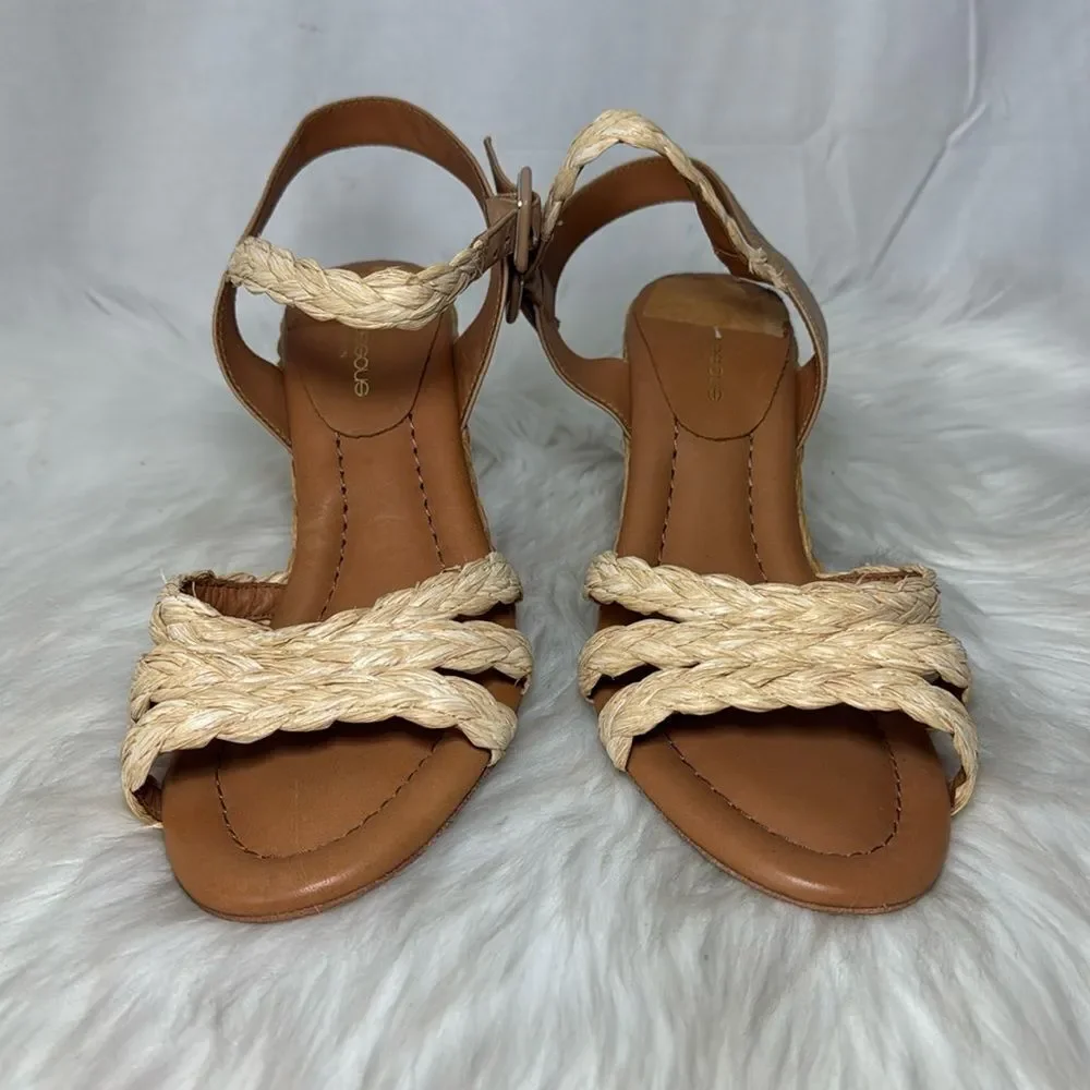 Andre Assous Milena Women's Espadrille‎ Natural Raffia Wedge Sz 39/US 8.5
